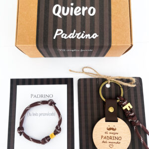 Cajita Padrino rayas chocolate